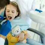 Young child during routine dental checkup at clinic